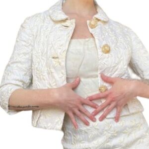 SIMONTON SAYS Ivory Embellished Long Sleeve Jacket‎ Sz S Women